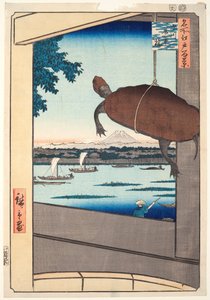 Ponte Mannen, Fukagawa, dalla serie "Cento vedute famose di Edo". da Utagawa Hiroshige
