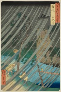 Provincia di Mimasaka: Valle di Yamabushi (Mimasaka, Yamabushidani), dalla serie "Luoghi famosi nelle sessanta e più province (Rokujuyoshu meisho zue)" da Utagawa Hiroshige