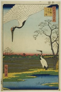 Minowa, Kanasugi, Mikawashima, dalla serie "Cento vedute famose di Edo (Meisho Edo hyakkei)".