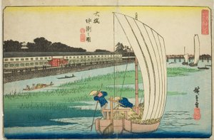Nakasu a Ohashi (Ohashi Nakasu no zu), dalla serie "Vedute eccezionali di Edo (Koto shokei)" da Utagawa Hiroshige