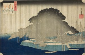 Pioggia notturna a Karasaki, dalla serie "Otto vedute di Omi" da Utagawa Hiroshige