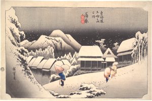 Neve Notturna a Kambara: Cinquantatré Stazioni del Tokaido da Utagawa Hiroshige