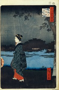 Veduta notturna di Matsuchiyama e del canale Sanya Cento famose vedute di Edo da Utagawa Hiroshige