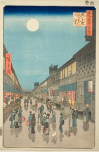 Veduta notturna di Saruwaka-machi, dalla serie Cento vedute famose di Edo da Utagawa Hiroshige