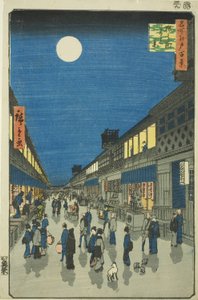 Vista notturna di Saruwaka-machi, dalla serie "Cento vedute famose di Edo" da Utagawa Hiroshige