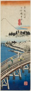 Ponte Nihon visto nella neve (Nihonbashi setchu no kei), dalla serie "Vedute famose della capitale orientale (Toto meisho)" da Utagawa Hiroshige