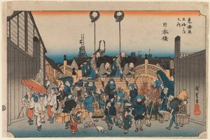 Nihonbashi, dalla serie: Tokaido go ju san tsugi no uchi, 1833-34 o successivo da Utagawa Hiroshige