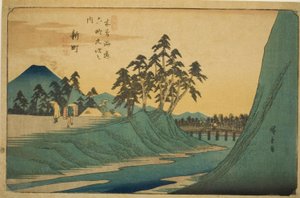 No. 12: Shinmachi, dalla serie "Le sessantanove stazioni del Kisokaido (Kisokaido rokujukyu tsugi no uchi)" da Utagawa Hiroshige