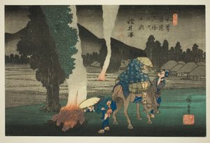 N. 19: Karuizawa, dalla serie "Sessantanove stazioni del Kisokaido (Kisokaido rokujukyu tsugi no uchi)" da Utagawa Hiroshige