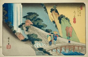 N. 39: Agematsu, dalla serie "Sessantanove stazioni del Kisokaido (Kisokaido rokujukyu tsugi no uchi)" da Utagawa Hiroshige