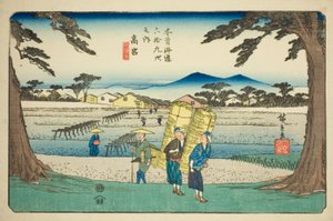No. 65: Takamiya, dalla serie "Sessantanove stazioni del Kisokaido (Kisokaido rokujukyu tsugi no uchi)" da Utagawa Hiroshige