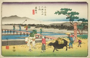 No. 66: Echikawa, dalla serie "Sessantanove Stazioni del Kisokaido (Kisokaido rokujukyu tsugi no uchi)" da Utagawa Hiroshige