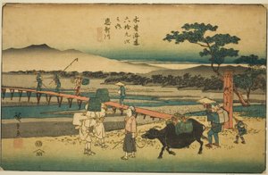 No. 66: Echikawa, dalla serie "Sessantanove stazioni del Kisokaido (Kisokaido rokujukyu tsugi no uchi)" da Utagawa Hiroshige