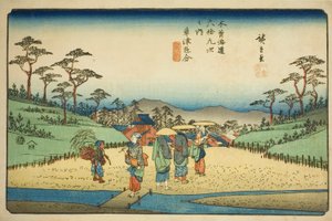 Incrocio a Kusatsu, dalla serie "Sessantanove stazioni del Kisokaido" da Utagawa Hiroshige