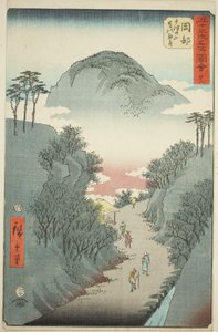 Okabe: Strada stretta coperta di edera sul Monte Utsu, n. 22 dalla serie "Luoghi famosi delle cinquantatré stazioni" da Utagawa Hiroshige