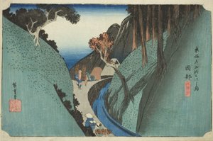 Okabe: Monte Utsu (Okabe, Utsu no yama), dalla serie "Le cinquantatré stazioni della strada Tokaido (Tokaido gojusan tsugi no uchi)", noto anche come Hoeido Tokaido da Utagawa Hiroshige