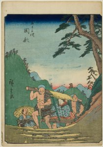 Okabe, dalla serie "Cinquantatré stazioni [del Tokaido] (Gojusan tsugi)", noto anche come il Tokaido delle figure (Jinbutsu Tokaido) da Utagawa Hiroshige