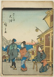 Otsu, dalla serie "Le cinquantatré stazioni [del Tokaido] (Gojusan tsugi)," anche conosciuta come il Tokaido delle figure (Jinbutsu Tokaido)