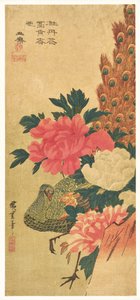 Peonie e pavone da Utagawa Hiroshige
