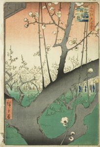 Giardino di prugne a Kameido (Kameido Umeyashiki), dalla serie "Cento vedute famose di Edo (Meisho Edo hyakkei)"