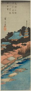 Pioggia al Ponte Azuma sotto il Tempio Kinryuzan ad Asakusa (Asakusa Kinryuzan shita Azuma Bashi uchu bo), dalla serie "Vedute Famose della Capitale Orientale (Toto meisho)" da Utagawa Hiroshige