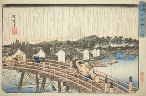 Pioggia al Ponte Nihonbashi, dalla serie "Luoghi Famosi della Capitale Orientale" da Utagawa Hiroshige