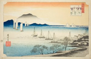 Vele di ritorno a Yabase (Yabase no kihan), dalla serie "Otto vedute di Omi (Omi hakkei no uchi)" da Utagawa Hiroshige