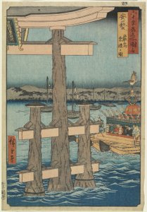 Scena di Roku al Santuario di Itsukushima, Provincia di Aki, 1853