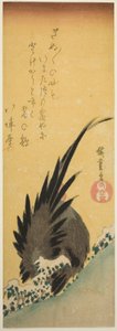 Gallo su una collina in inverno da Utagawa Hiroshige