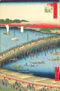 Ponte di Ryogoku e la grande riva del fiume, n.59 da Cento famosi vedute di Edo, 1856 da Utagawa Hiroshige