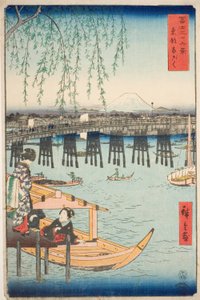 Ponte Ryogoku nella Capitale Orientale (Toto Ryogoku), dalla serie "Trentasei Vedute del Monte Fuji (Fuji sanjurokkei)" da Utagawa Hiroshige