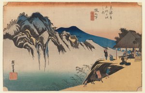 Sakanoshita: il picco del gettare via il pennello, tavola 49 della prima serie Tokaido, c.1834 da Utagawa Hiroshige