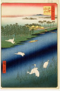 Traghetto di Sakasai, tavola 67 dalla serie Cento famosi paesaggi di Edo, Periodo Edo, Era Ansei, 1857 da Utagawa Hiroshige
