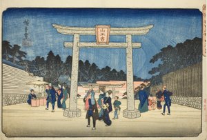 Santuario Sanno a Nagatababa (Nagatababa Sannogu), dalla serie "Luoghi Famosi nella Capitale Orientale (Toto meisho)" da Utagawa Hiroshige