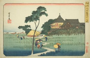 Sazai Hall al Tempio dei Cinquecento Arhat, dalla serie "Luoghi famosi della Capitale Orientale" da Utagawa Hiroshige