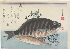 Orata, pesce dolce e rami di nandina, c. 1840