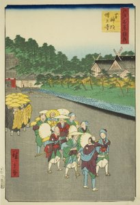 Santuario Shiba Shinmei e Tempio Zojoji (Shiba Shinmei Zojoji), dalla serie "Supplemento alle cento vedute famose di Edo (Edo hyakkei yokyo)" da Utagawa Hiroshige