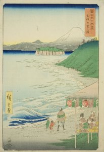 Spiaggia di Shichiri nella provincia di Sagami (Sagami Shichirigahama), dalla serie "Trentasei vedute del Monte Fuji (Fuji sanjurokkei)" da Utagawa Hiroshige