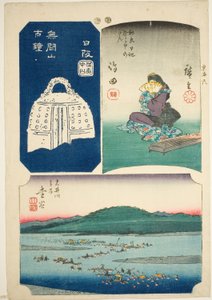 Shimada, Kanaya e Nissaka, n. 6 dalla serie "Immagini ritagliate del Tokaido" da Utagawa Hiroshige