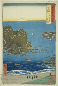 Provincia di Shimosa: La baia esterna alla spiaggia di Choshi, dalla serie "Luoghi famosi nelle sessanta e più province" da Utagawa Hiroshige