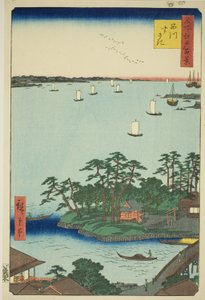Shinagawa Susaki, dalla serie "Cento vedute famose di Edo (Meisho Edo hyakkei)" da Utagawa Hiroshige