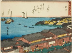 Shinagawa, dalla serie "Le cinquantatré stazioni del Tokaido (Tokaido gojusan tsugi)" da Utagawa Hiroshige