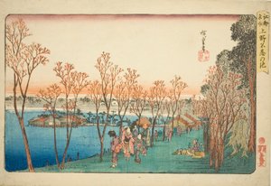 Stagno Shinobazu a Ueno (Ueno Shinobazu no ike), dalla serie "Luoghi famosi di Edo (Koto meisho)" da Utagawa Hiroshige