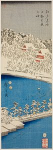 Stagno di Shinobazu a Ueno (Ueno Shinobazu no ike), dalla serie "Luoghi famosi di Edo (Edo meisho)" da Utagawa Hiroshige