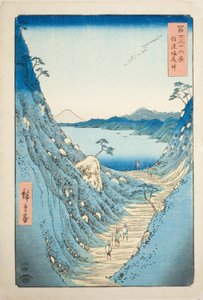 Passo Shiojiri nella provincia di Shinano (Shinano Shiojiri toge), dalla serie "Trentasei vedute del Monte Fuji (Fuji sanjurokkei)"