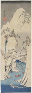 Scena di neve presso il fiume Fuji, c. 1842