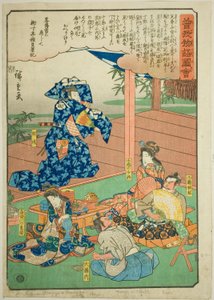 Sukenari (Soga no Juro) che danza davanti a Suketsune, dalla serie "Racconto Illustrato dei Fratelli Soga (Soga monogatari zue)"