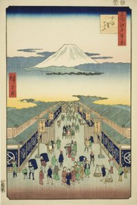 Surugacho, dalla serie Cento vedute famose di Edo da Utagawa Hiroshige