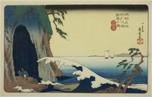 La grotta di Enoshima nella provincia di Sagami (Soshu Enoshima iwaya no zu), dalla serie "Luoghi famosi del Giappone (Honcho meisho)" da Utagawa Hiroshige
