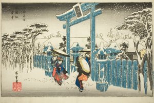 Il Santuario di Gion nella neve (Gionsha setchu), dalla serie "Luoghi famosi di Kyoto (Kyoto meisho no uchi)" da Utagawa Hiroshige
